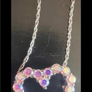 Silver and Purple Gem Heart Necklace